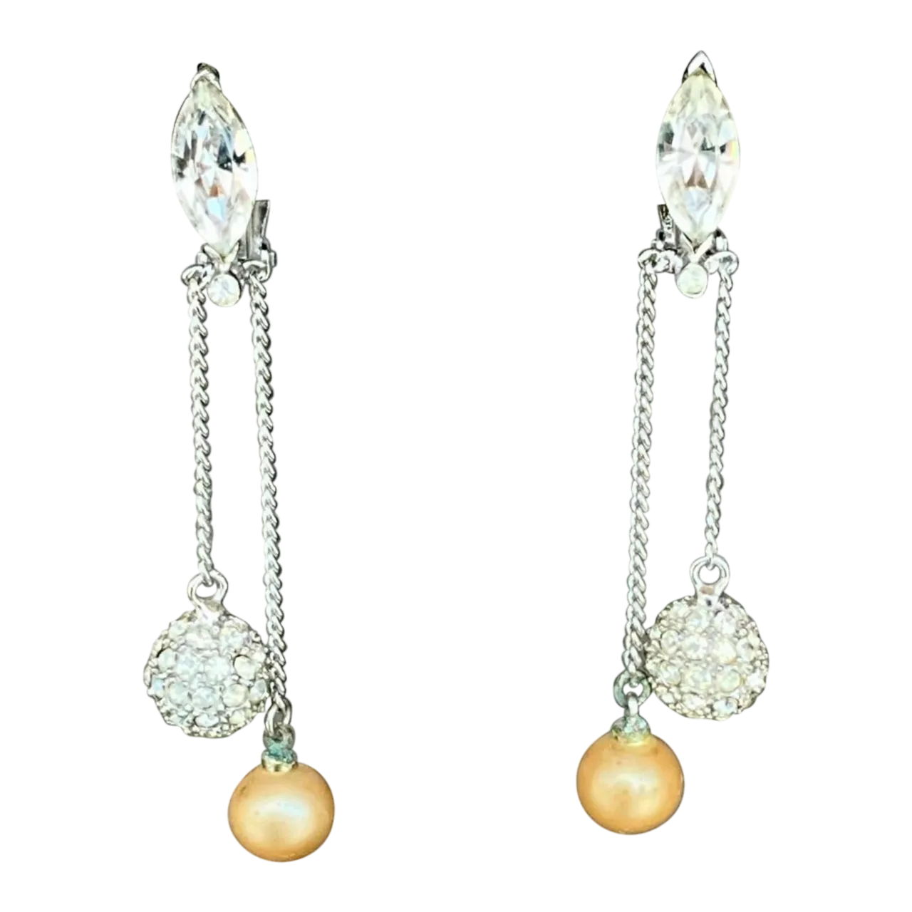 Vintage Pearl Drop Clip on Earrings