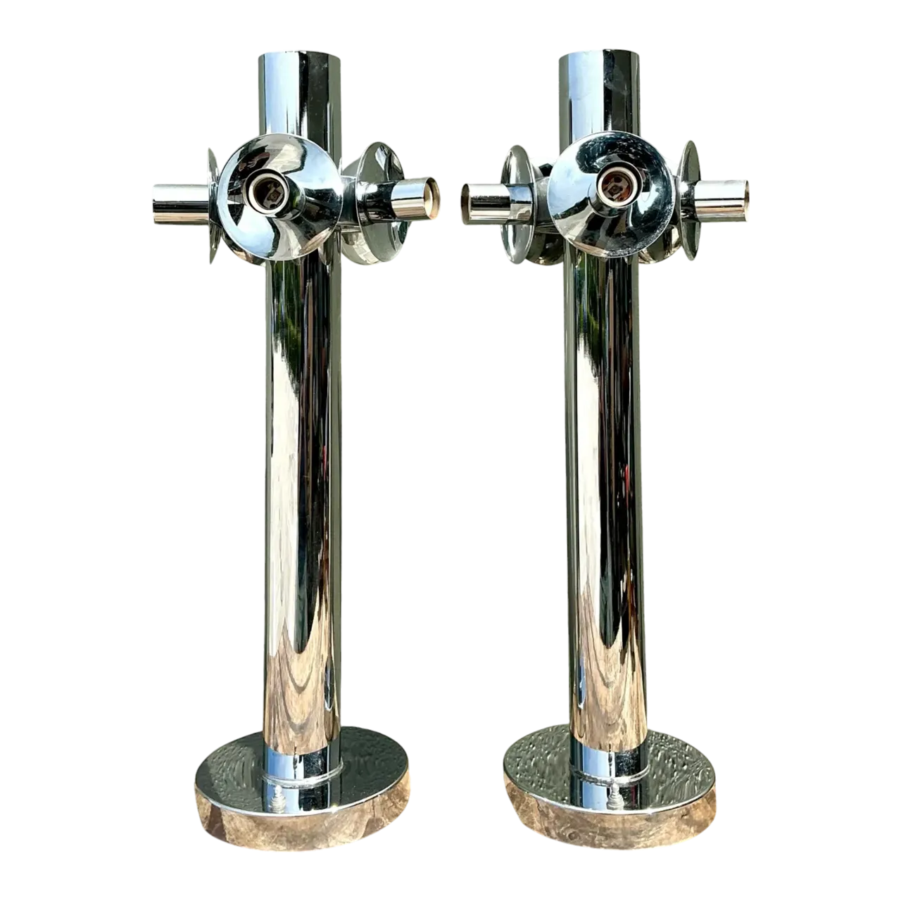 Vintage Polished Chrome Lamps After Sonneman - A Pair