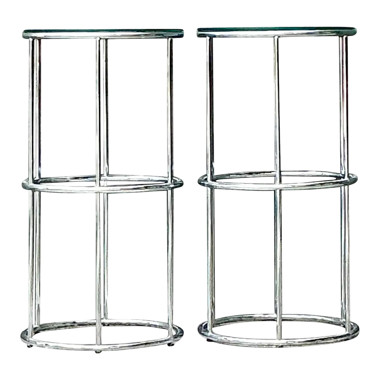 Vintage Polished Chrome Pedestals - A Pair