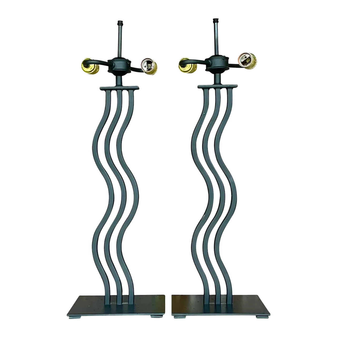 Vintage Postmodern Memphis Wave Metal Lamps - a Pair