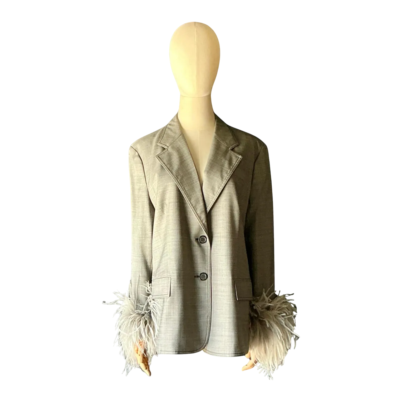 Vintage Prada Fil-A-Fil Feather Cuff Blazer
