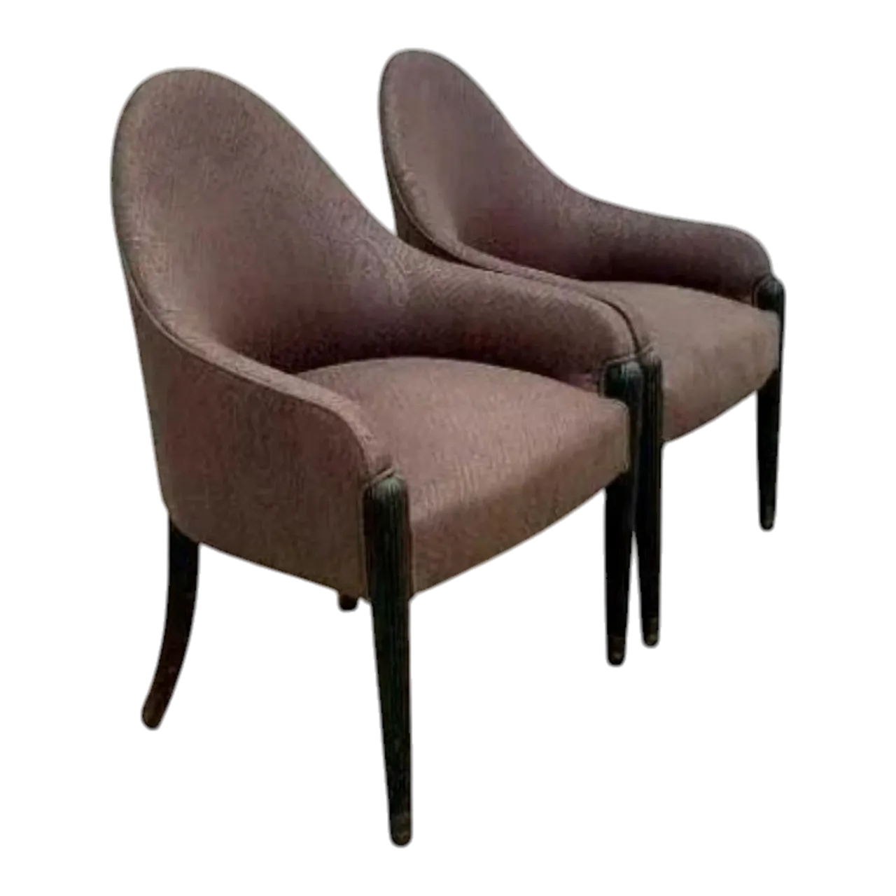 Vintage Quilted Brown High Back Side Chairs After Donghia - Set of 2