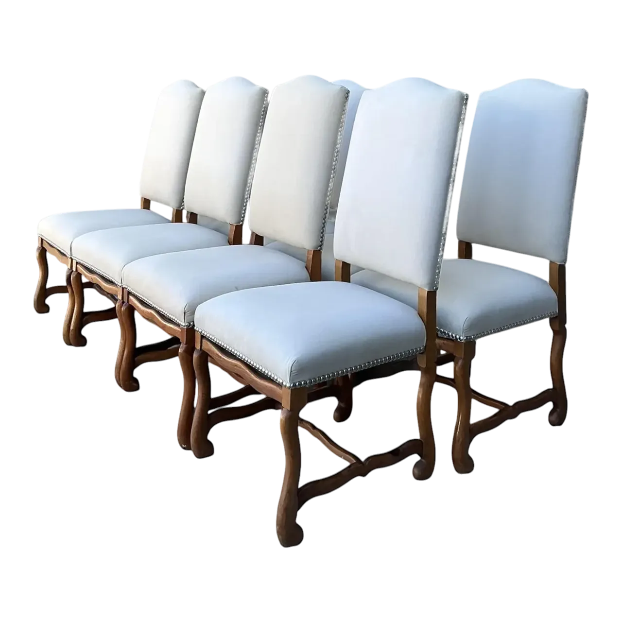 Vintage Ralph Lauren Nailhead Os De Mouton Dining Chairs - Set of 8