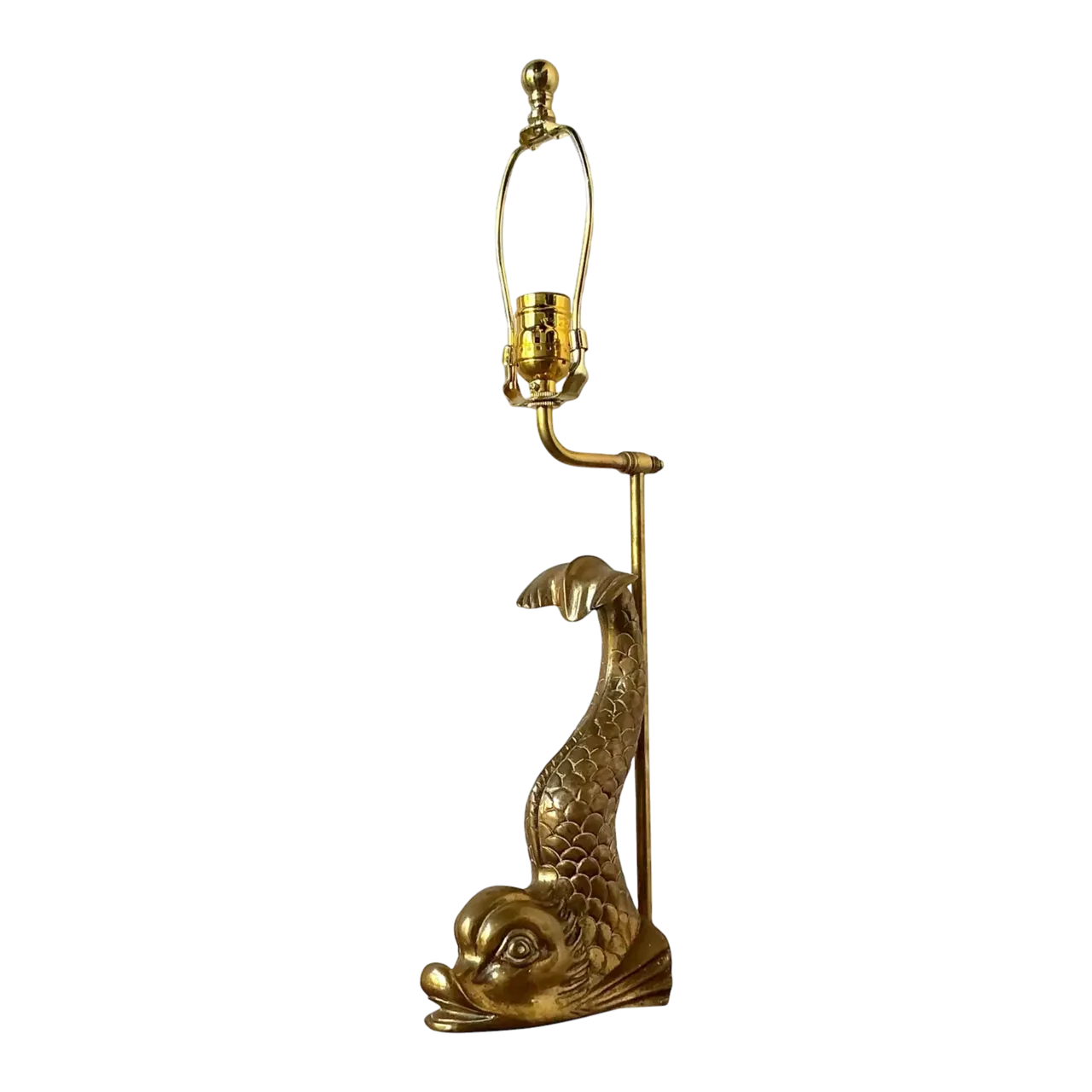 Vintage Regency Brass Koi Lamp
