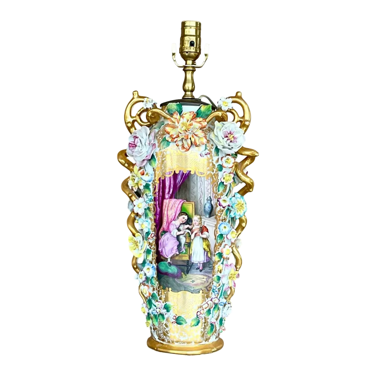Vintage Regency Capodimonte Table Lamp