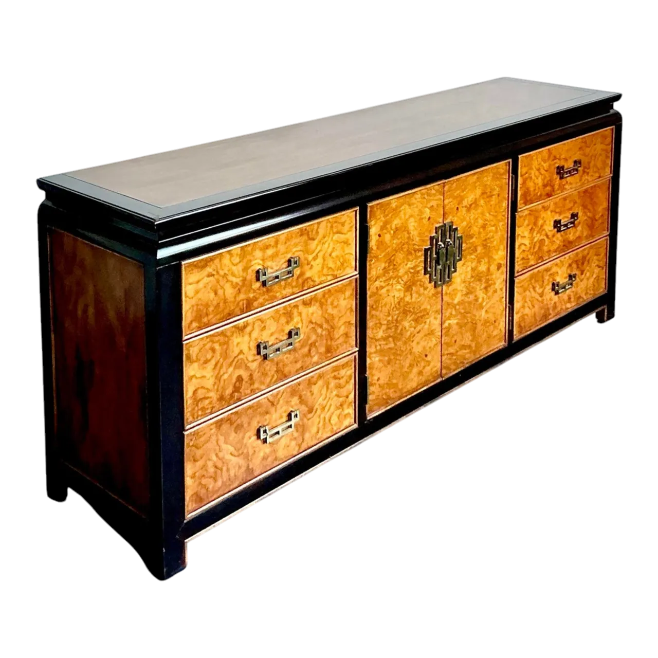 Vintage Regency Century Chin Hua Burl Pagoda Dresser