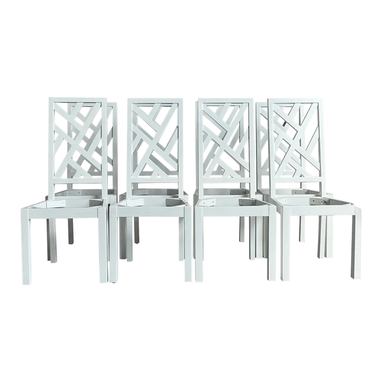 Vintage Regency Chinese Chippendale Dining Chairs - Set of 8