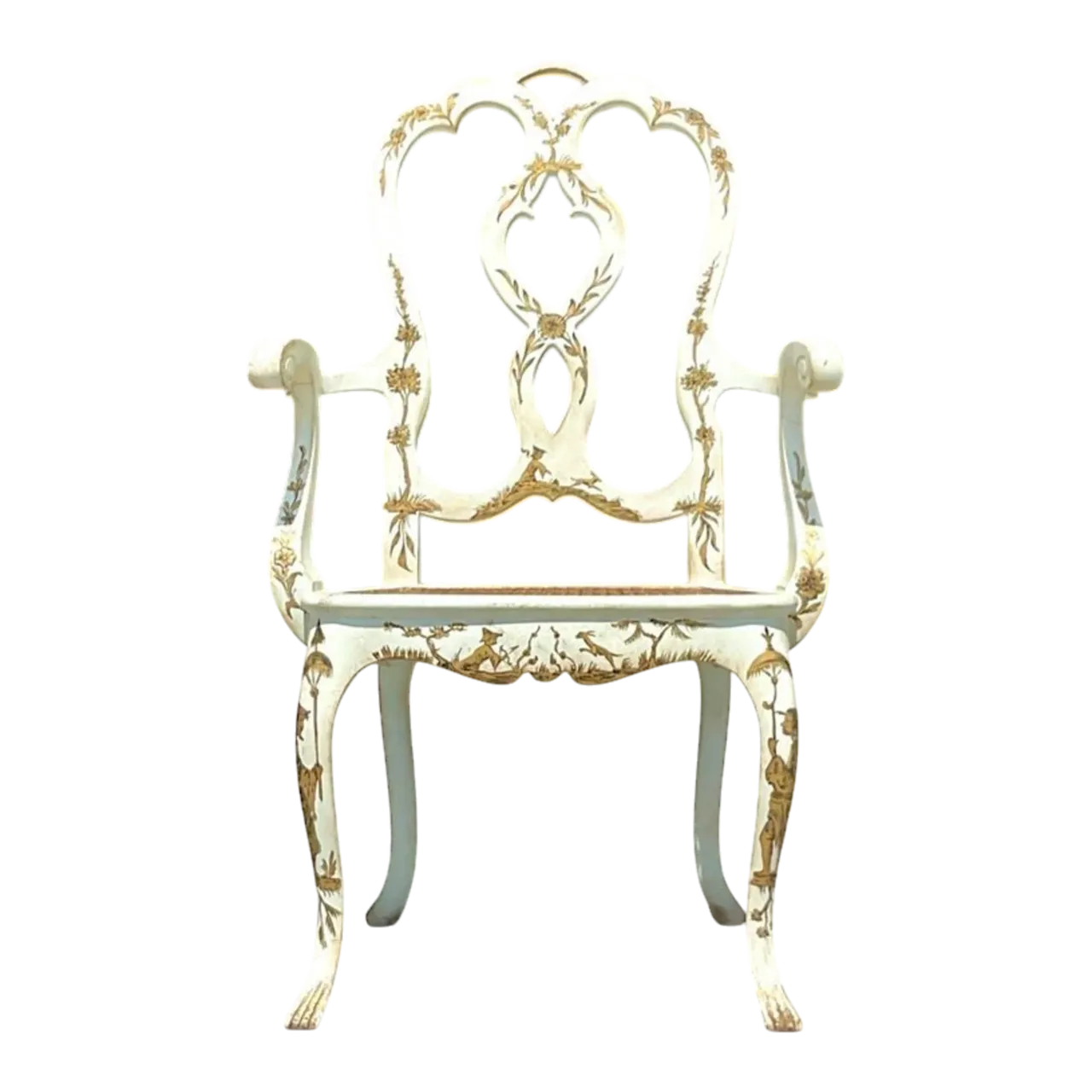 Vintage Regency Chinoiserie Chippendale Arm Chair