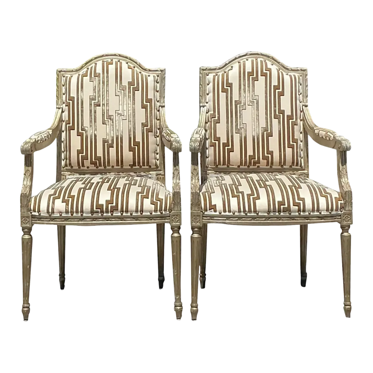 Vintage Regency Cut Velvet Bergere Chairs - a Pair