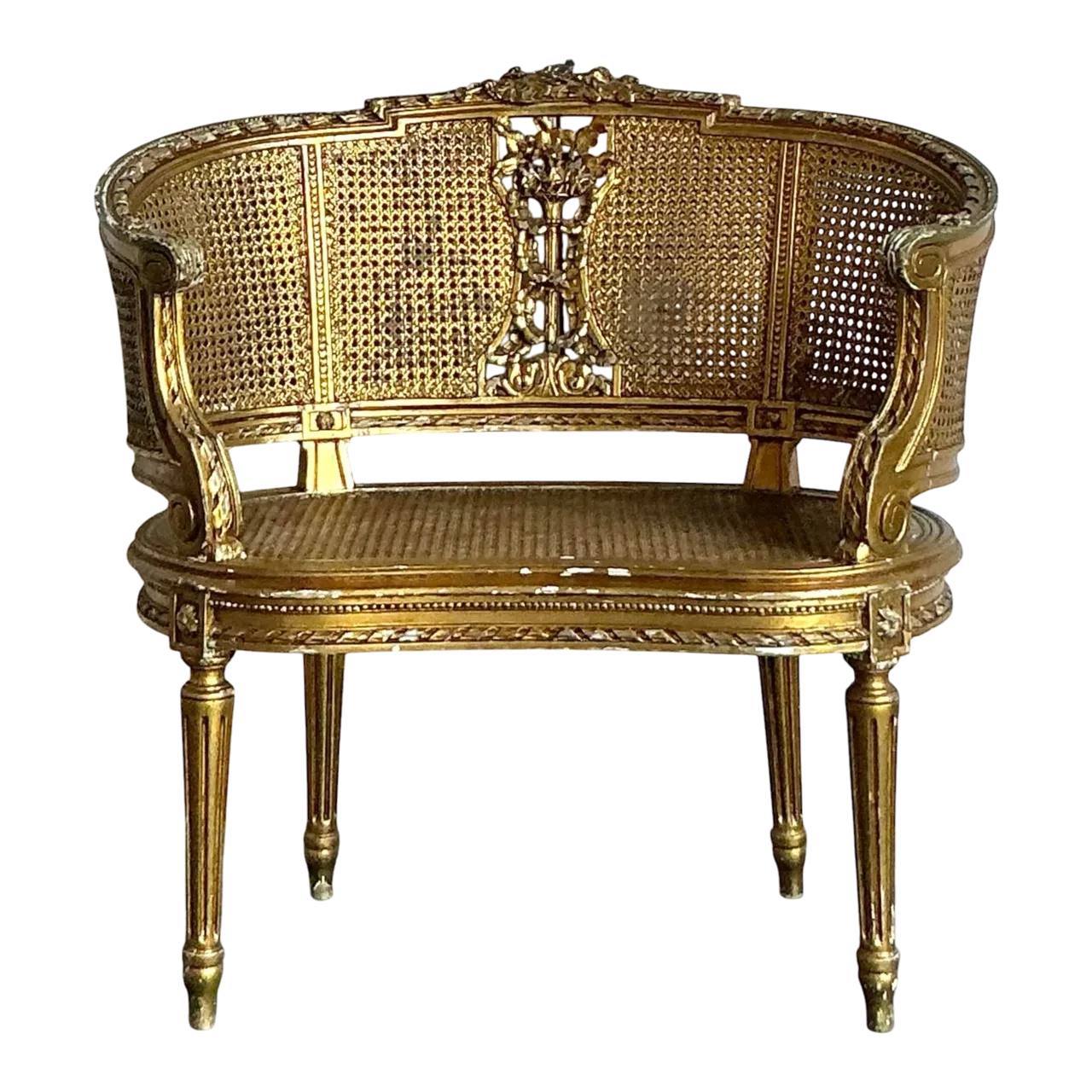 Vintage Regency Gilt Caned Chair