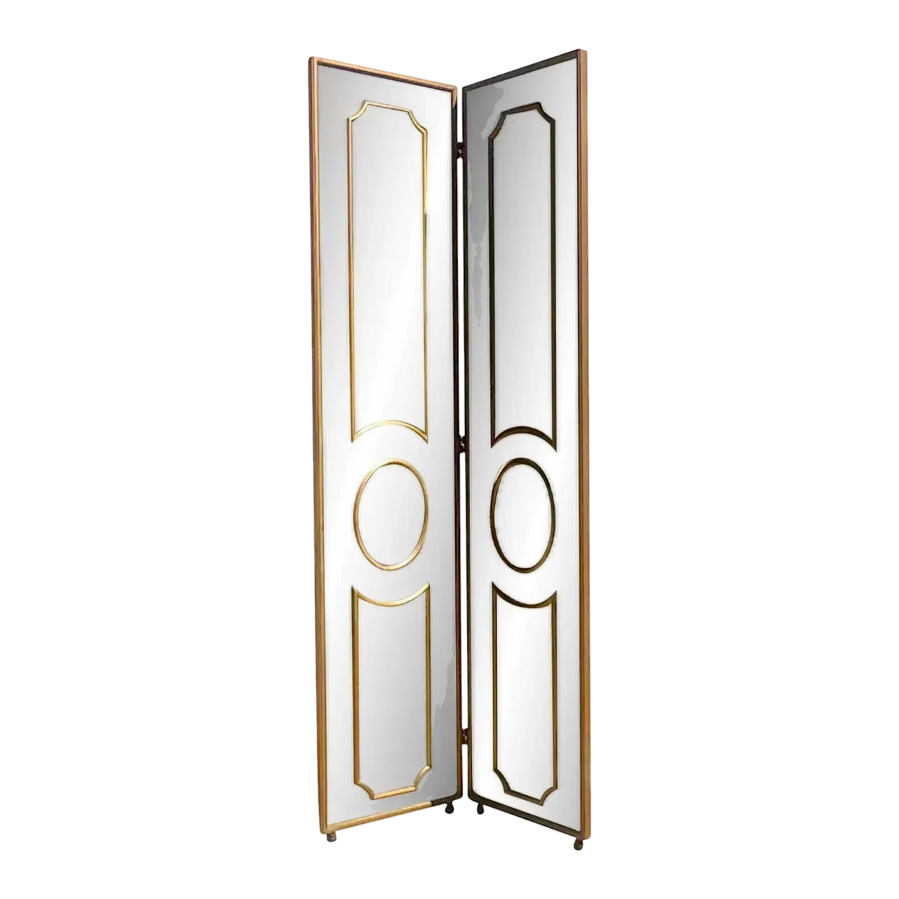 Vintage Regency Gilt Mullion Smoked Mirror Folding Screen