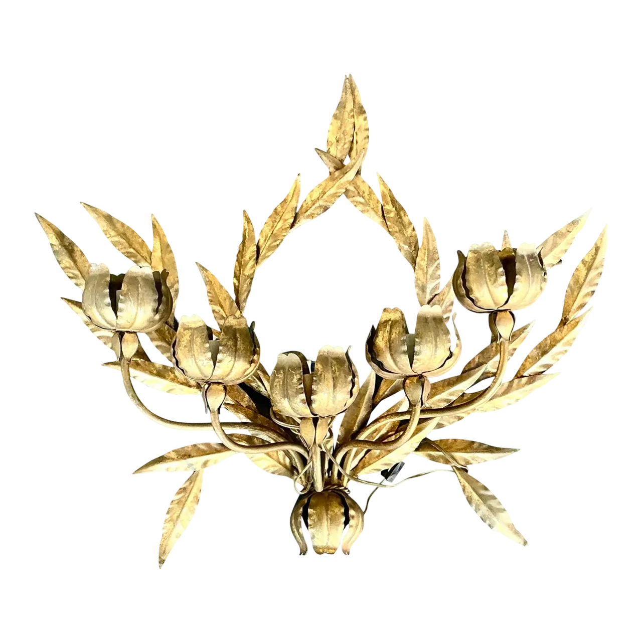 Vintage Regency Laurel Leaf Wall Sconce