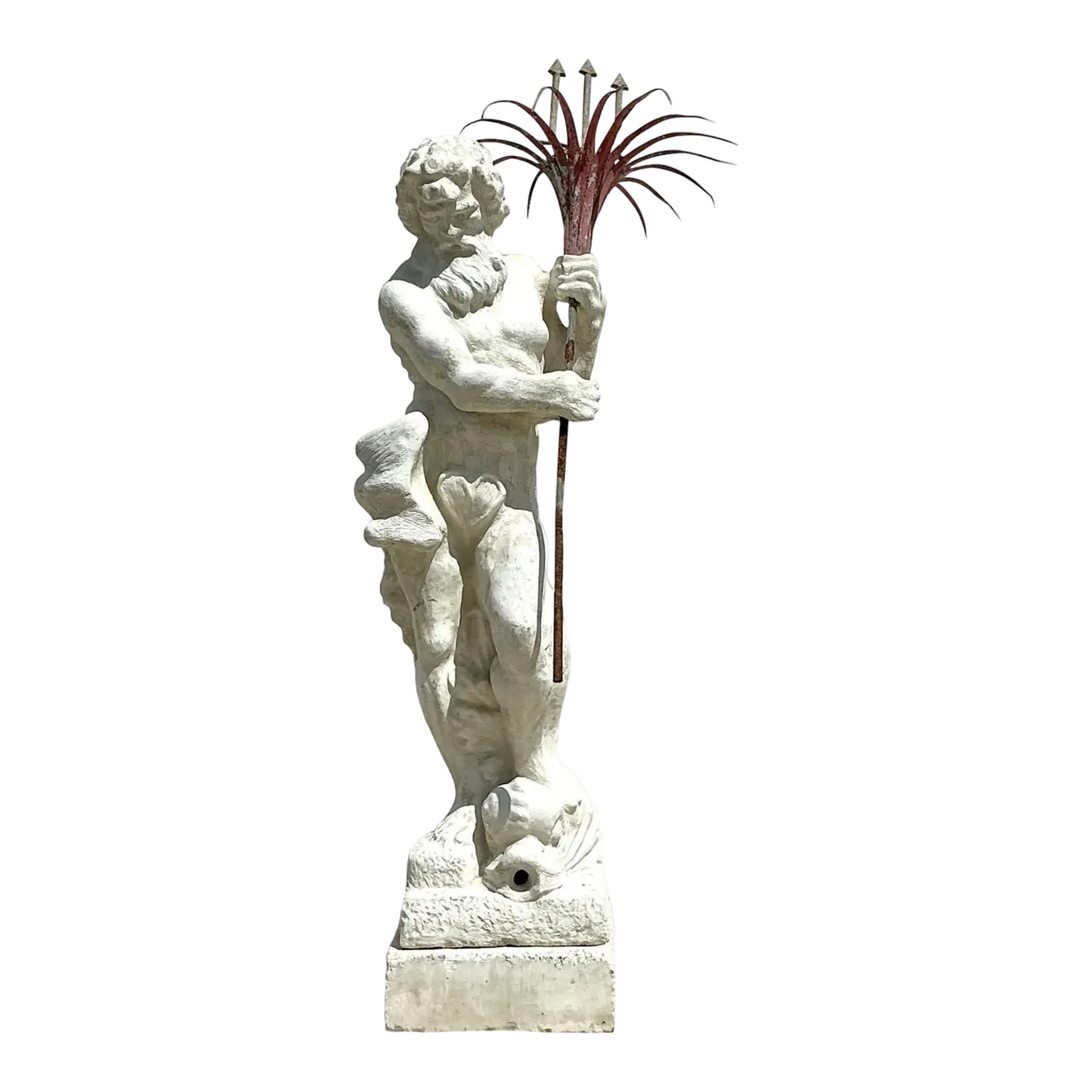 Vintage Regency Monumental Cast Concrete Statue of Neptune