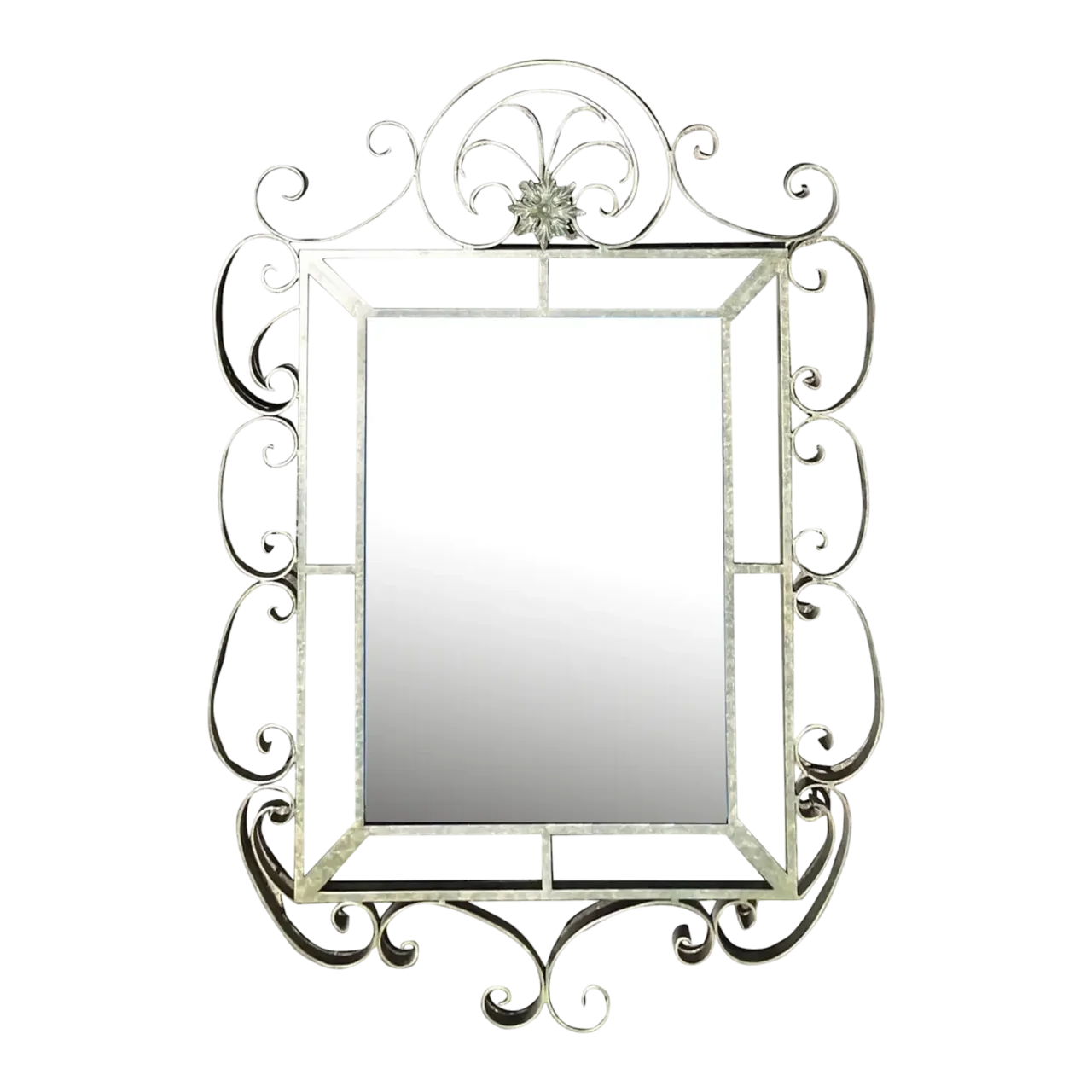 Vintage Regency Monumental Wrought Iron Mirror