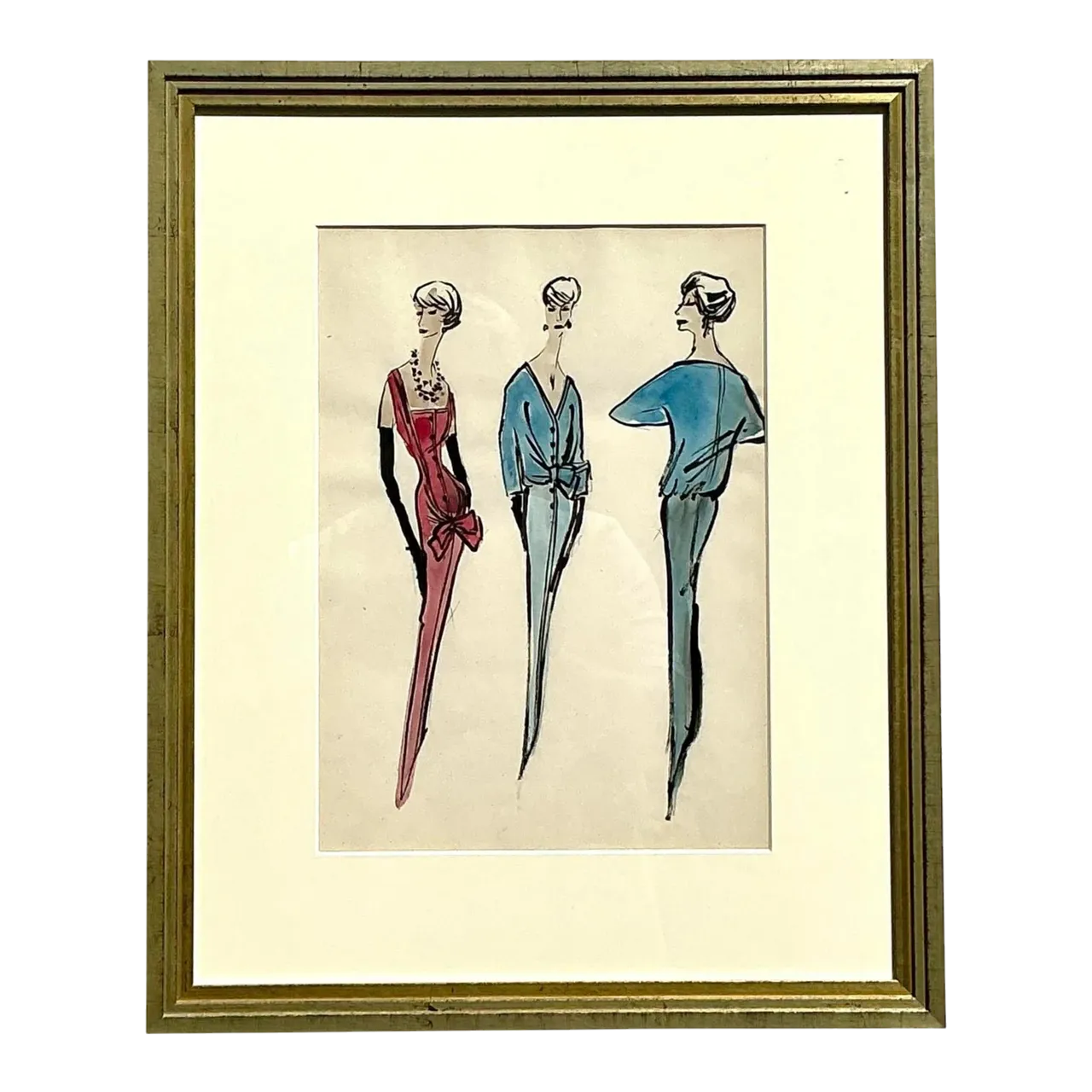 Vintage Regency Original Jacques Fath Fashion Sketch From Jane Stubbs Bergdorf Goodman