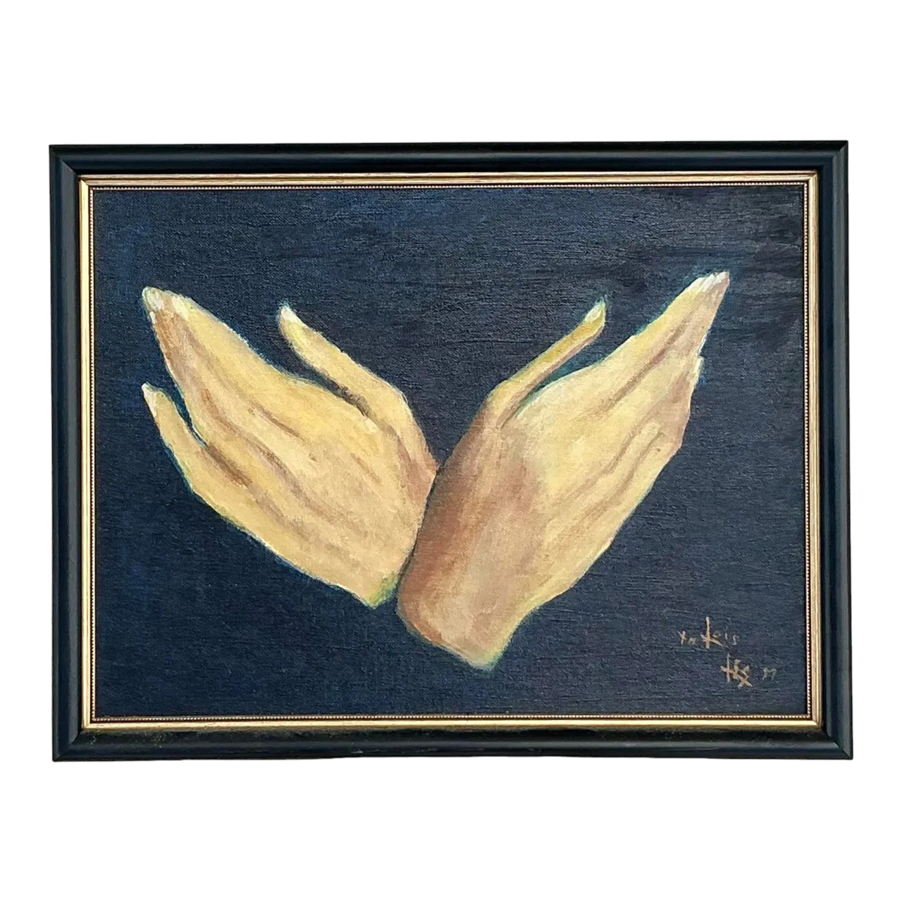 Vintage Regency Original Oil Painting of Hands