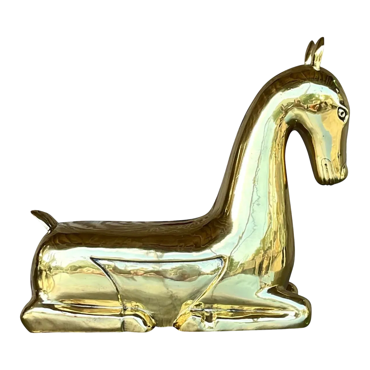 Vintage Regency Polished Brass Horse After Maitland Smith