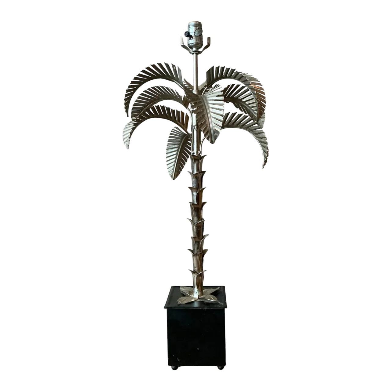 Vintage Regency Punch Cut Palm Tree Lamp