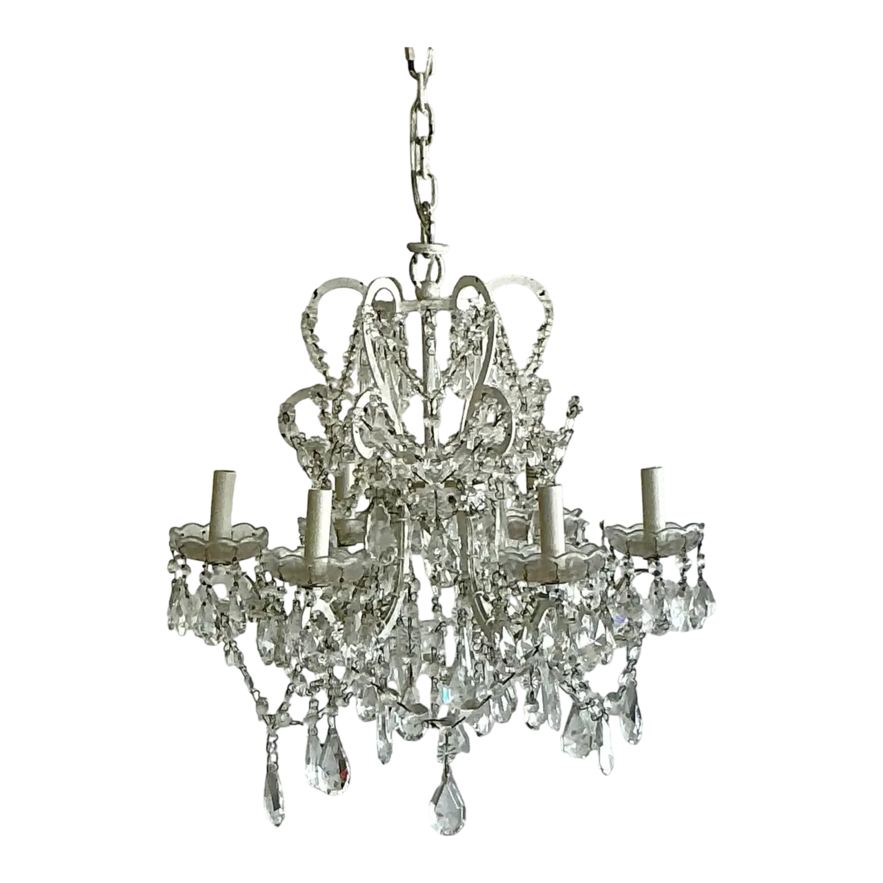 Vintage Regency Restoration Hardware Crystal Drop Chandelier