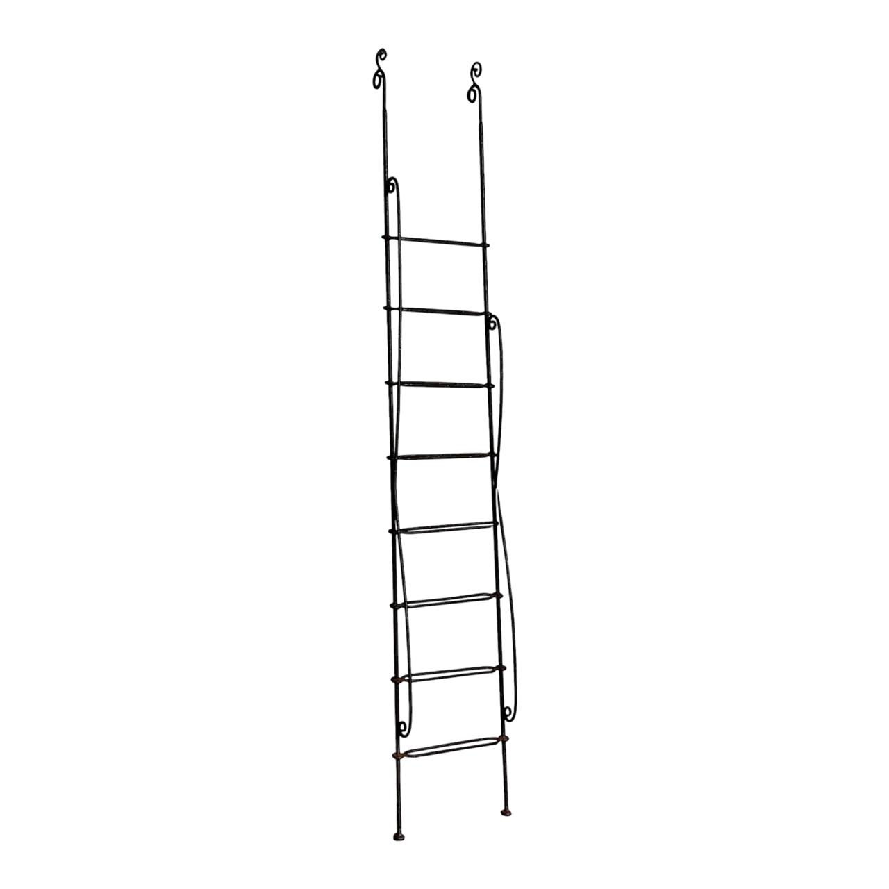 Vintage Regency Scroll Wrought Iron Decorative Ladder