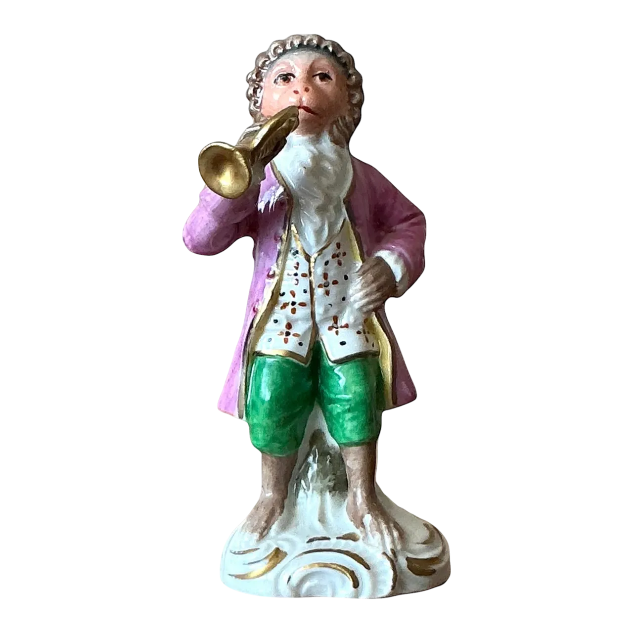 Vintage Regency Sitzendorf Porcelain Monkey Playing Trumpet