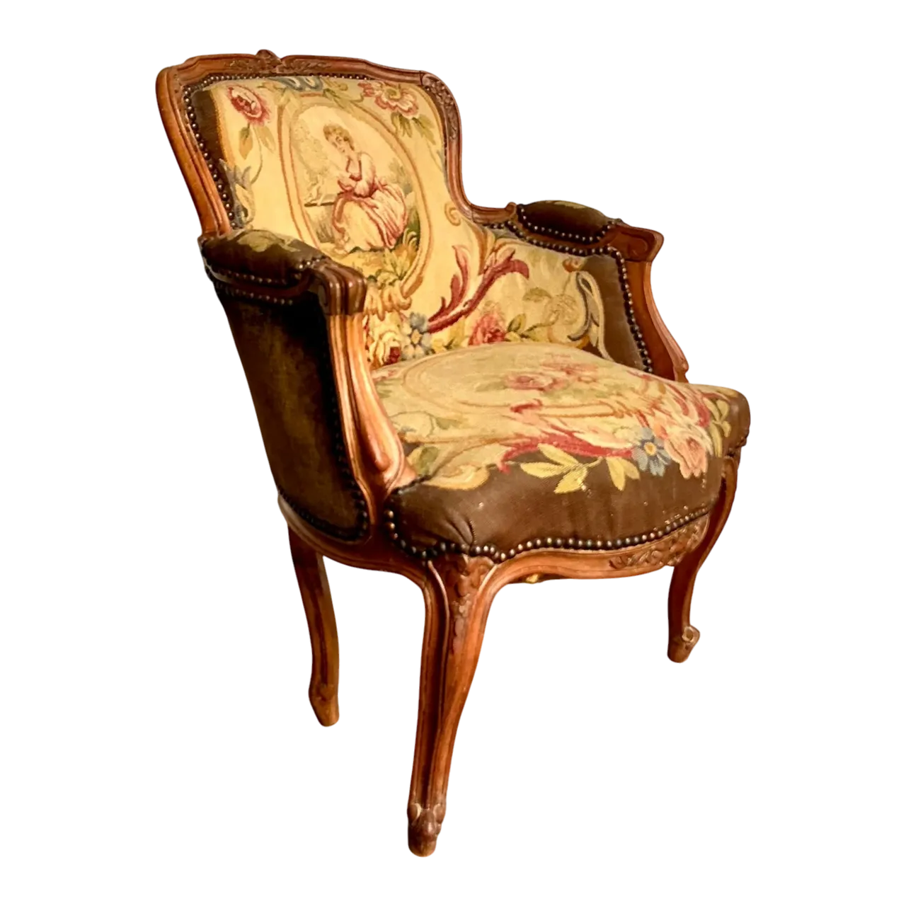Vintage Regency Tapestry Lounge Chair