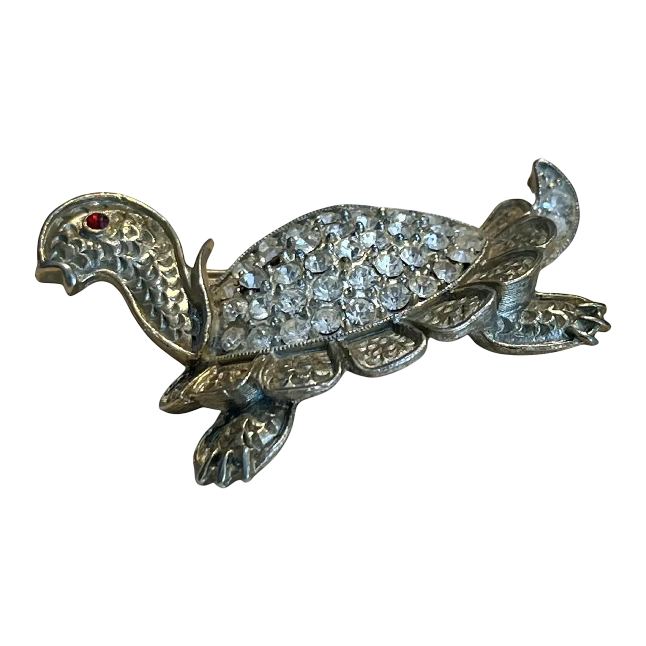 Vintage Rhinestone Turtle Brooch