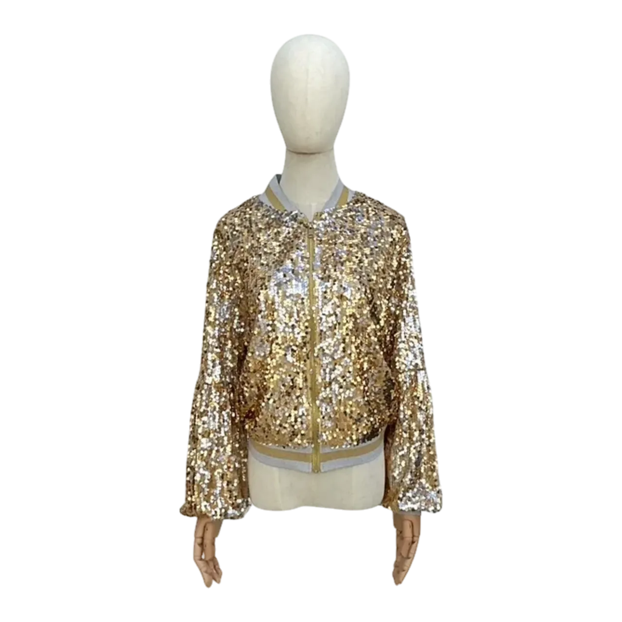 Vintage Sequin Statement Bomber Jacket