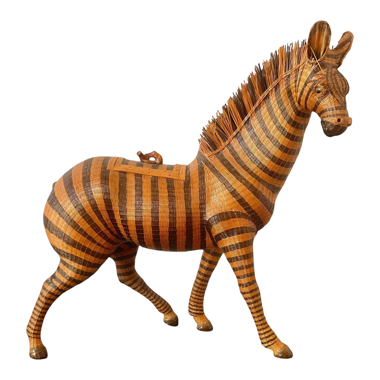 Vintage Shanghai Handicrafts Zebra Basket