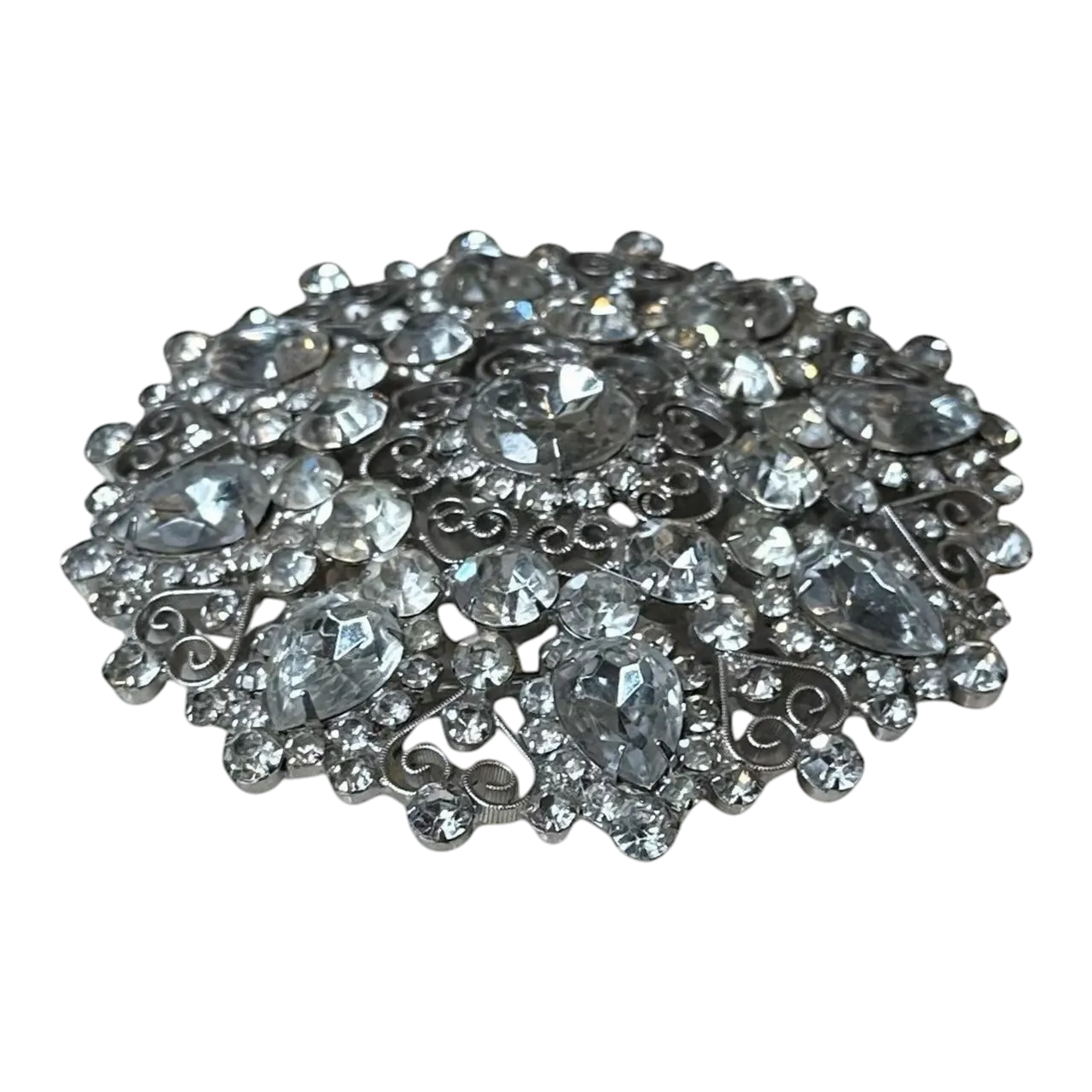 Vintage Silver Rhinestone Belt Buckle