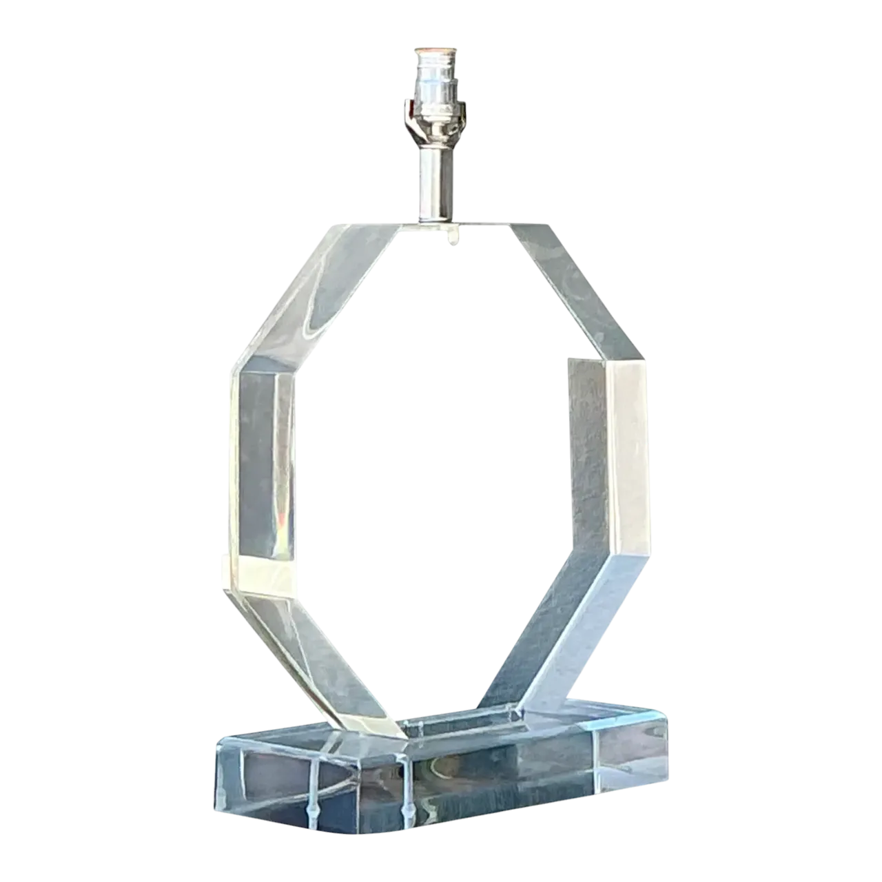 Vintage Slab Lucite Octagon Lamp