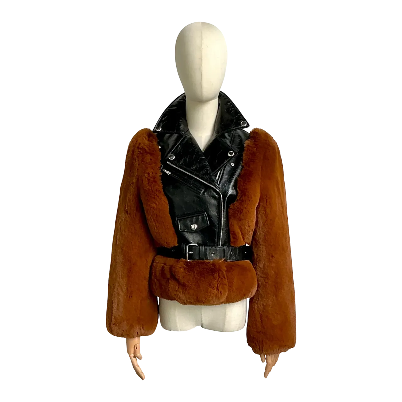Vintage Sonia Rykiel Leather Coat Jacket with Fur