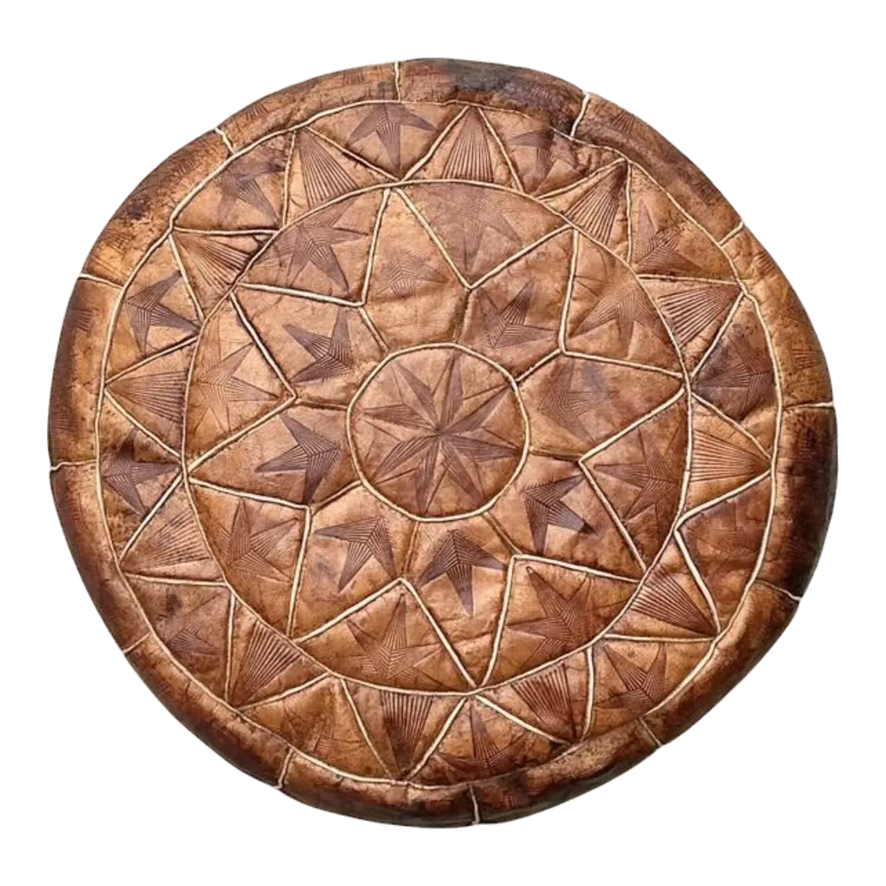 Vintage Star Tufted Leather Ottoman