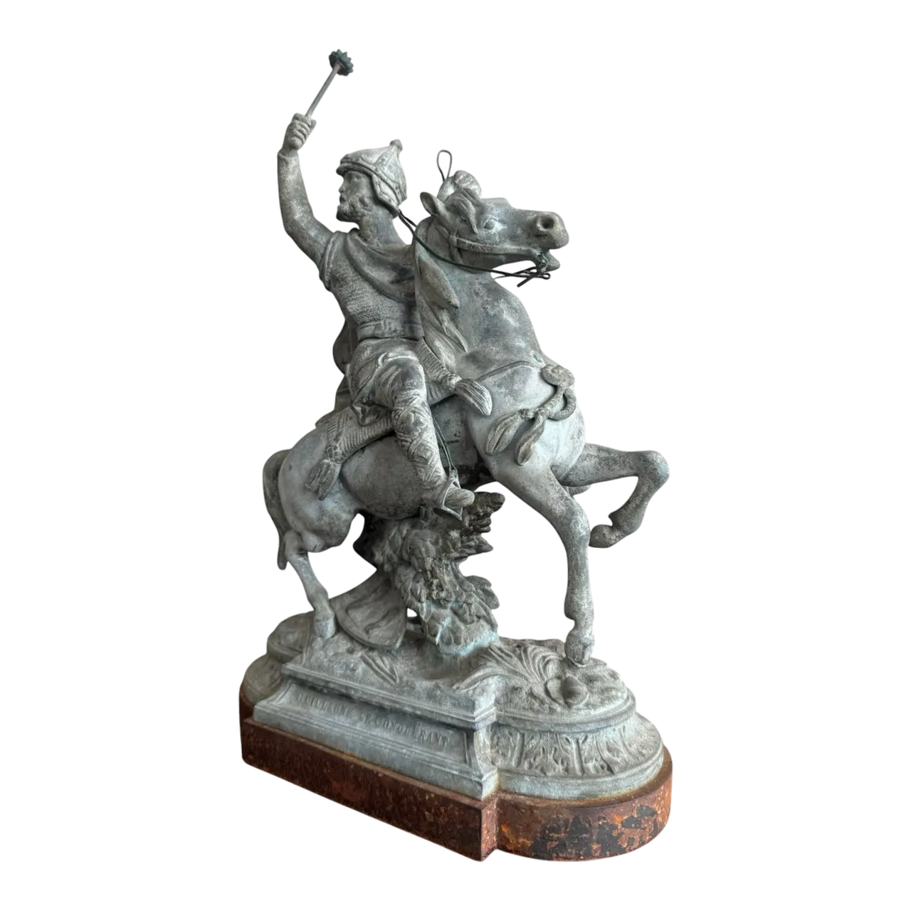 Vintage Statue With Warrior on Horseback