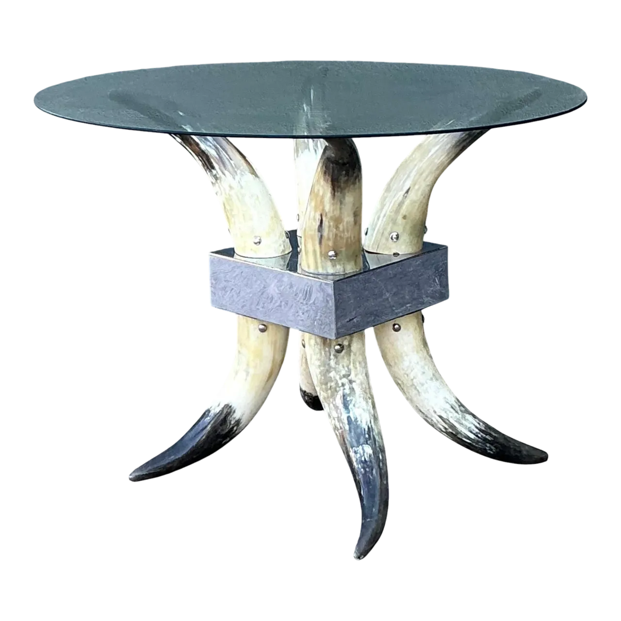 Vintage Steer Horn Table Pedestal