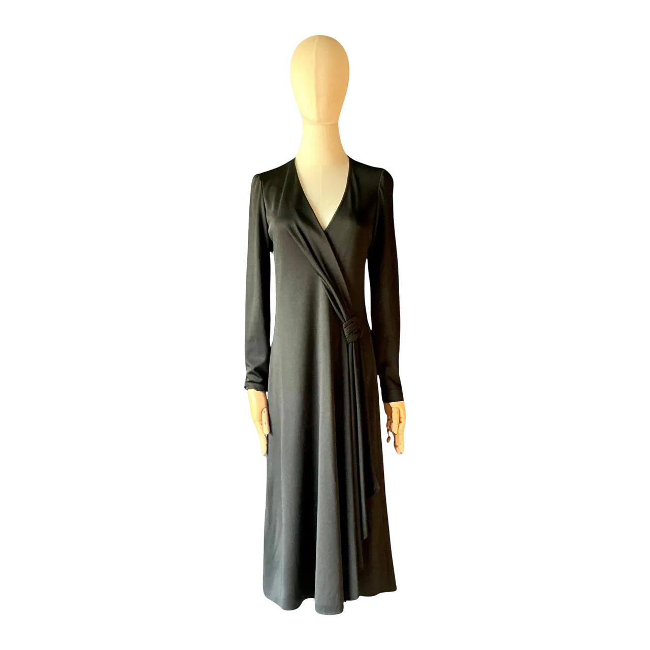 Vintage Stephen Burrows Black Long Sleeve Maxi Dress