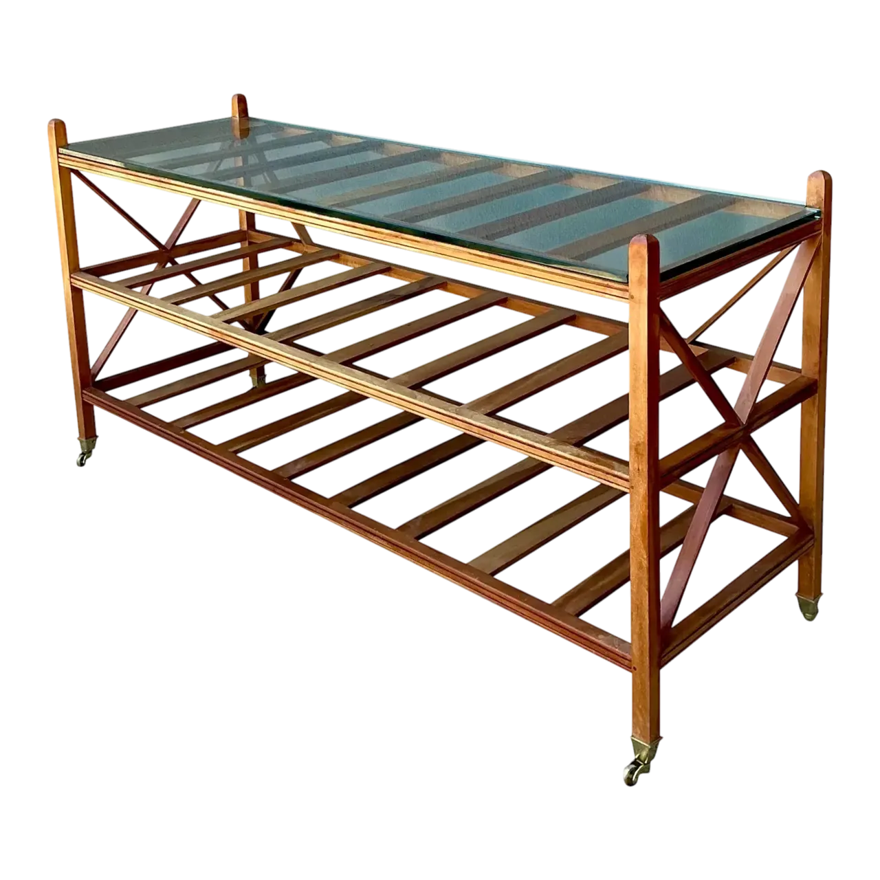 Vintage Teak Slat Console Table
