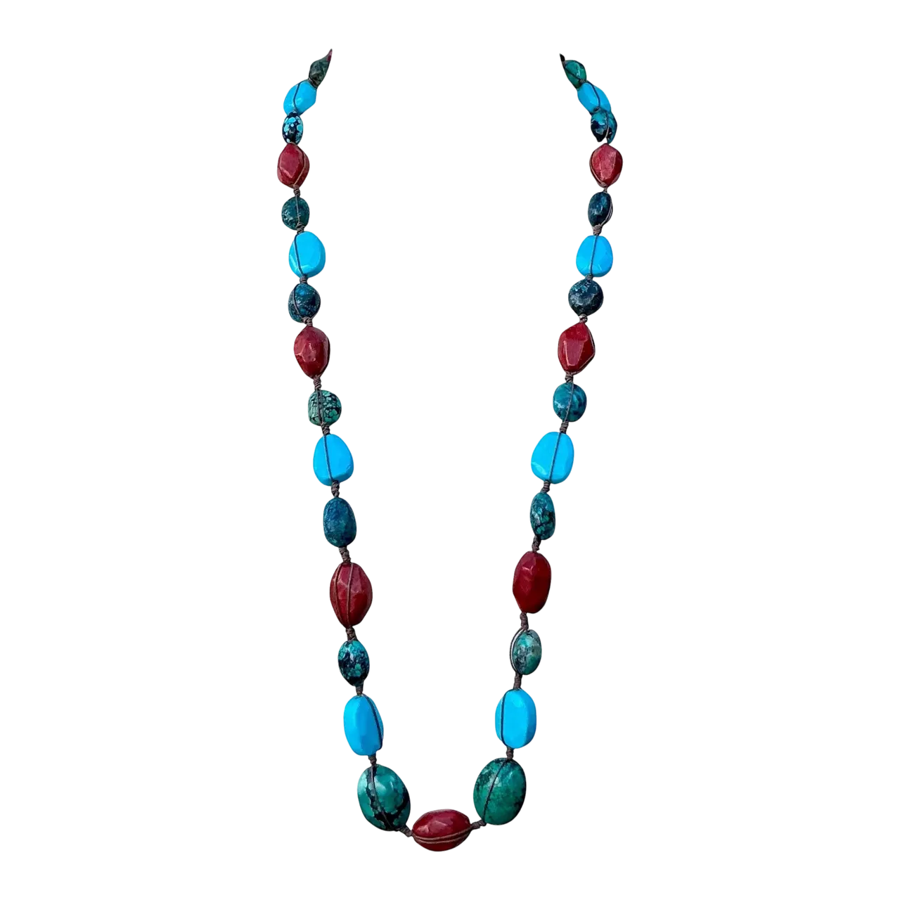 Vintage Turquoise & Coral Bead Necklace