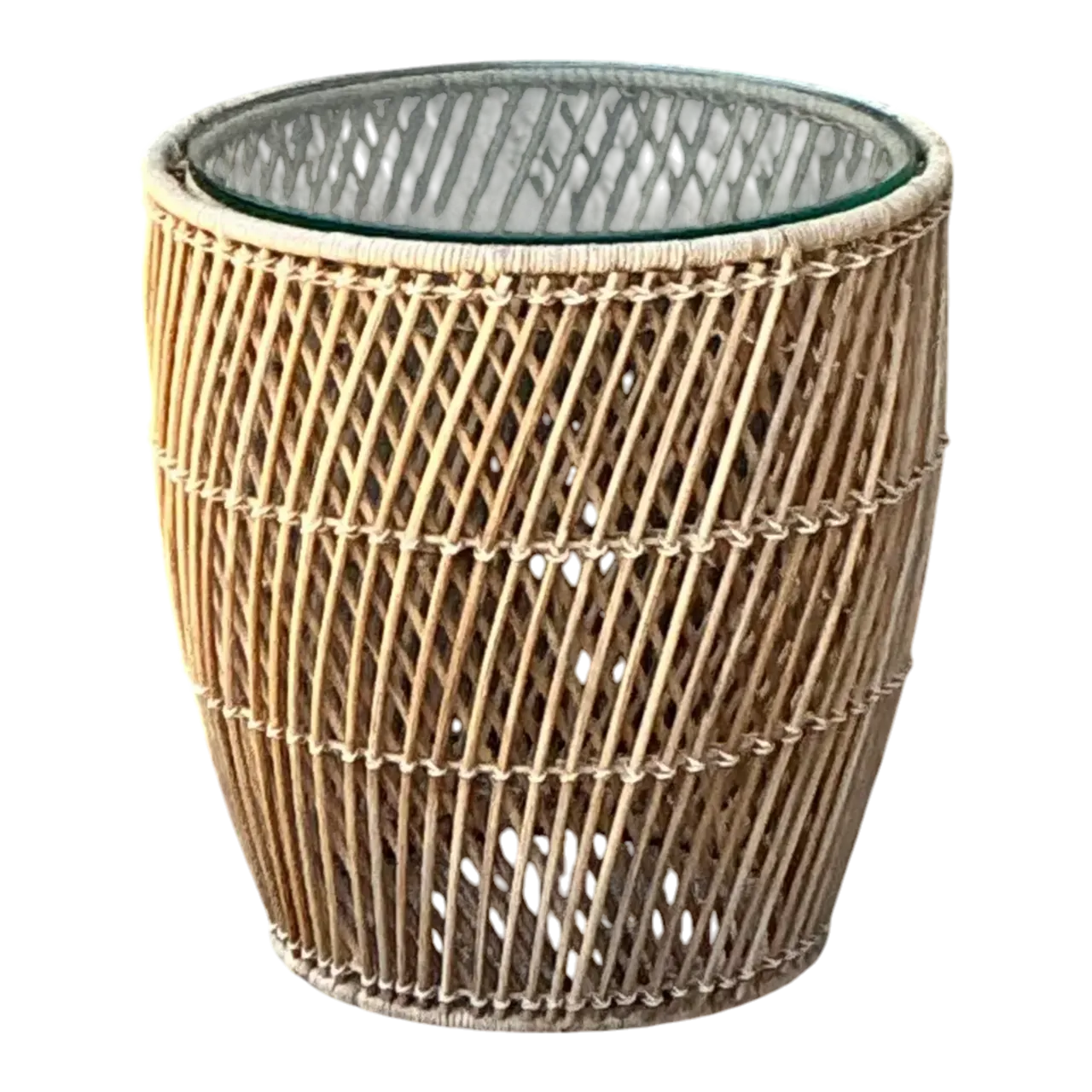 Vintage Twisted Rattan Side Table