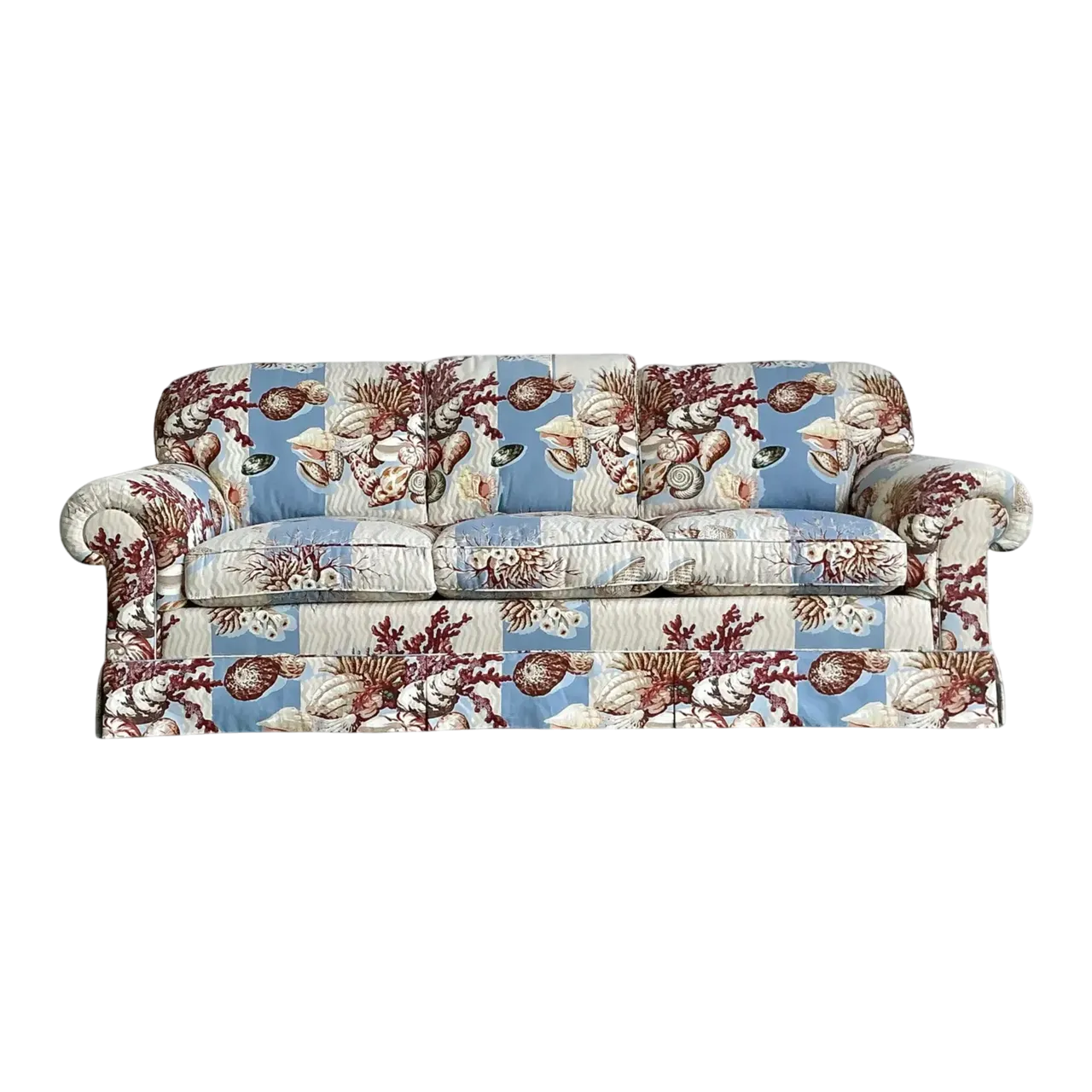 Vintage Undersea Printed Three Seat Sofa