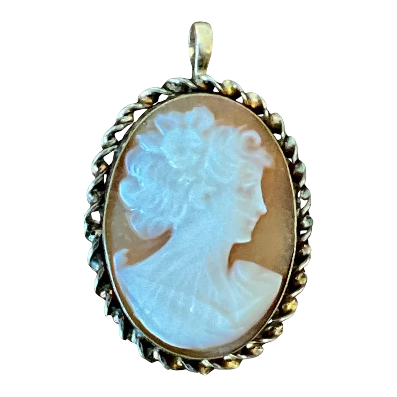 Vintage Victorian 12k Handcarved Cameo Pendant Brooch