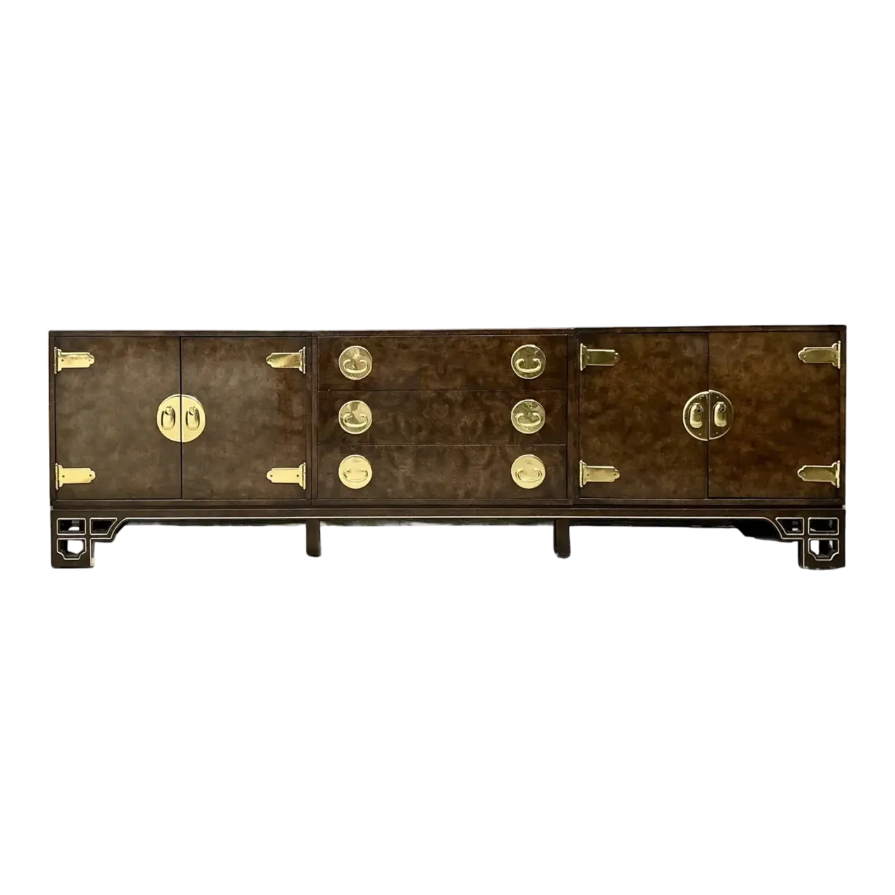 Vintage William Doezema for Mastercraft Burl Wood Medallion Credenza