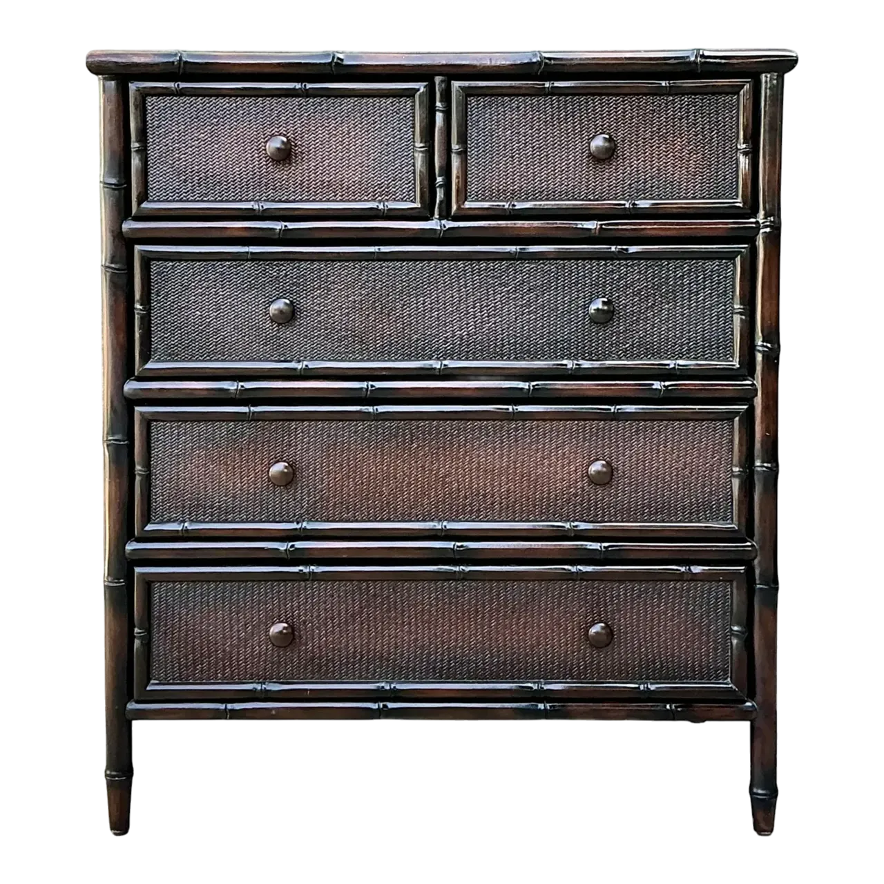 Vintage Woven Rattan Chest of Drawers