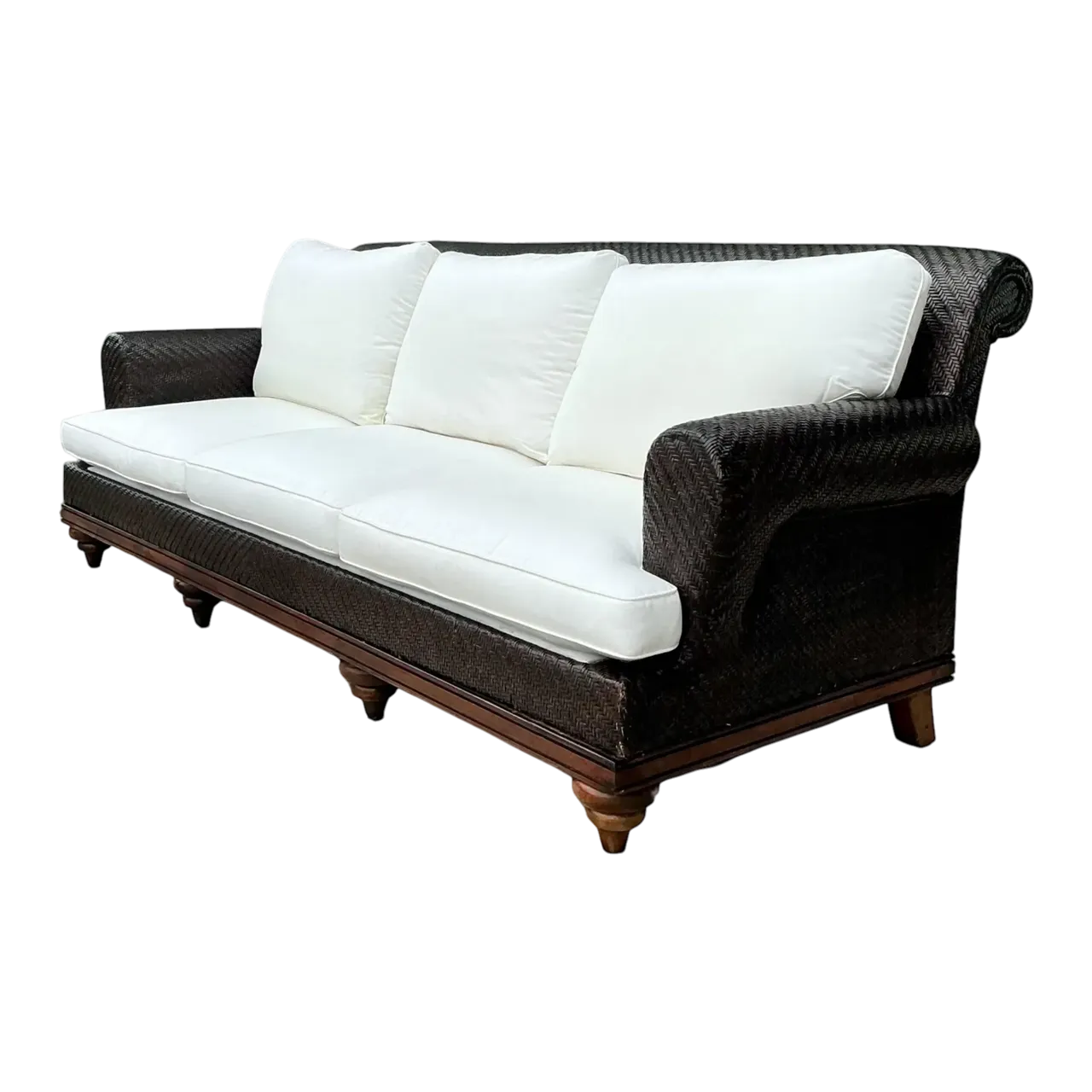Vintage Woven Rattan Three Seat Sofa