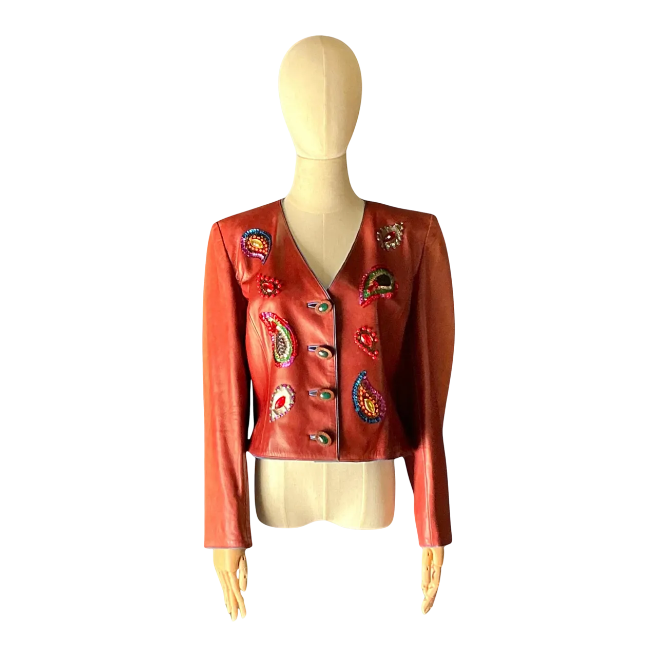 Vintage Yves Saint Laurent Rive Gauche Embellished Leather Jacket
