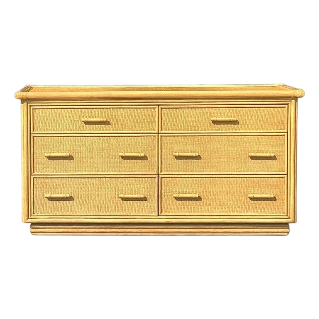 Vintage Coastal Woven Rattan Dresser