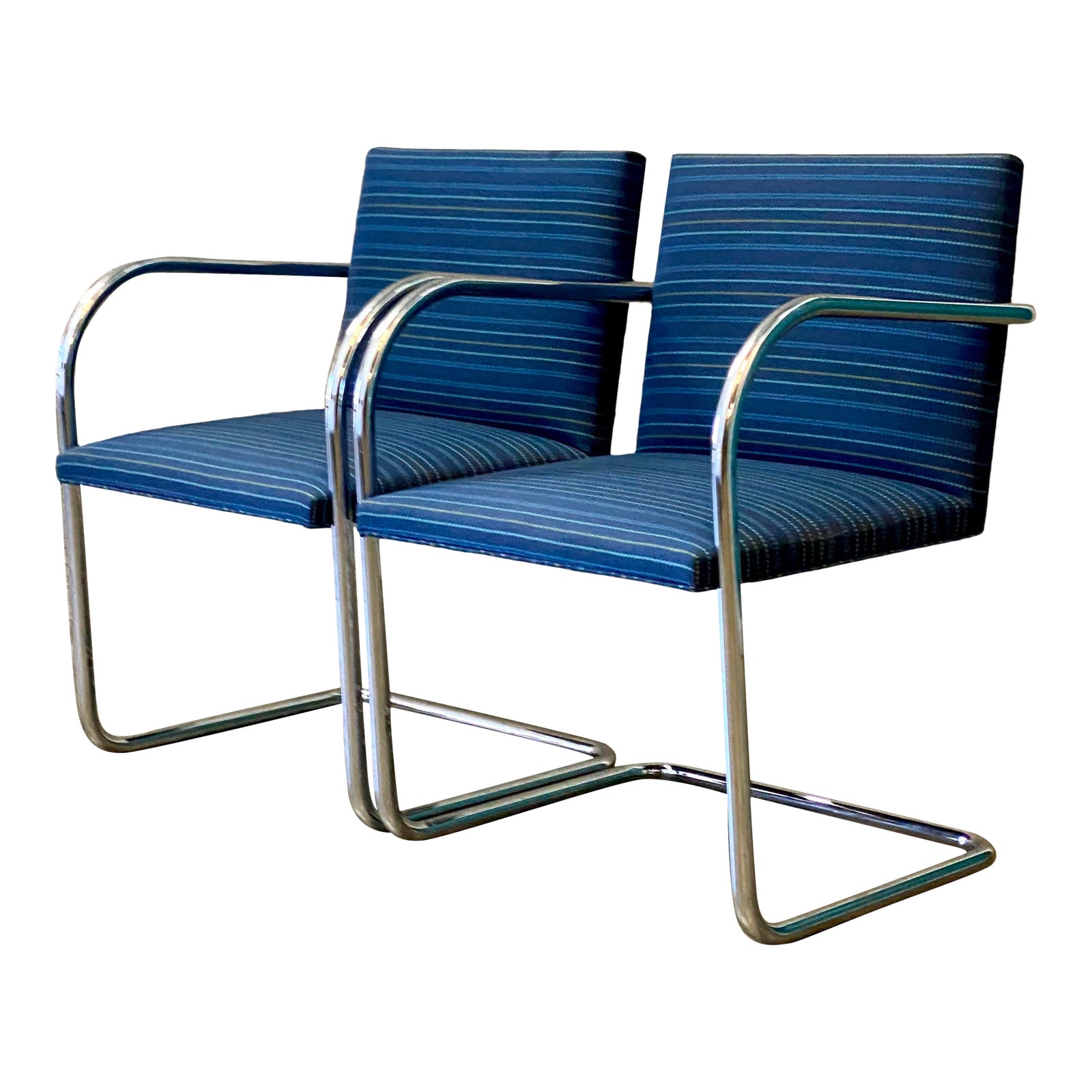 Vintage Midcentury Knoll Tubular Brno Chairs - a Pair