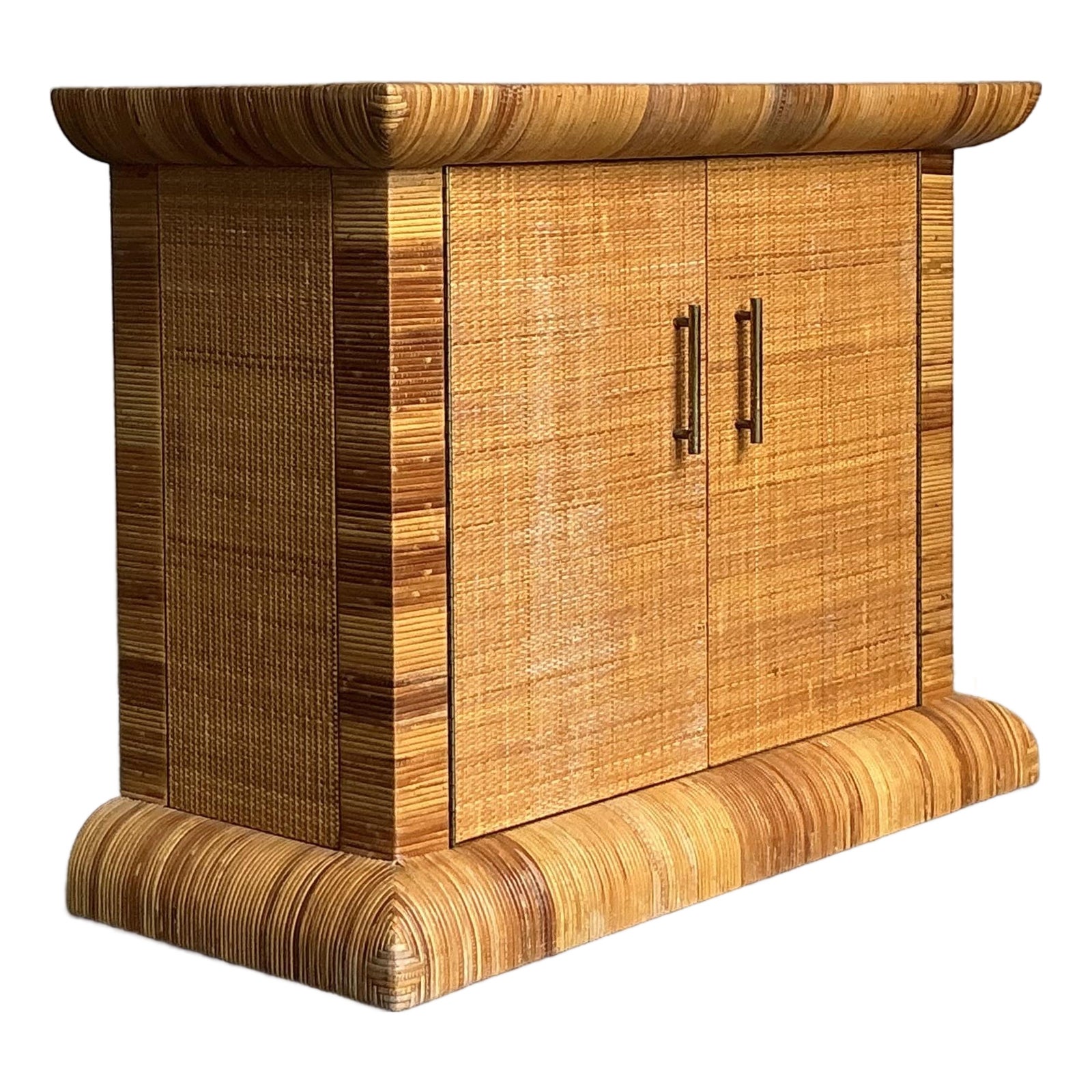 Vintage Boho Bielecky Brothers Woven Rattan Sideboard