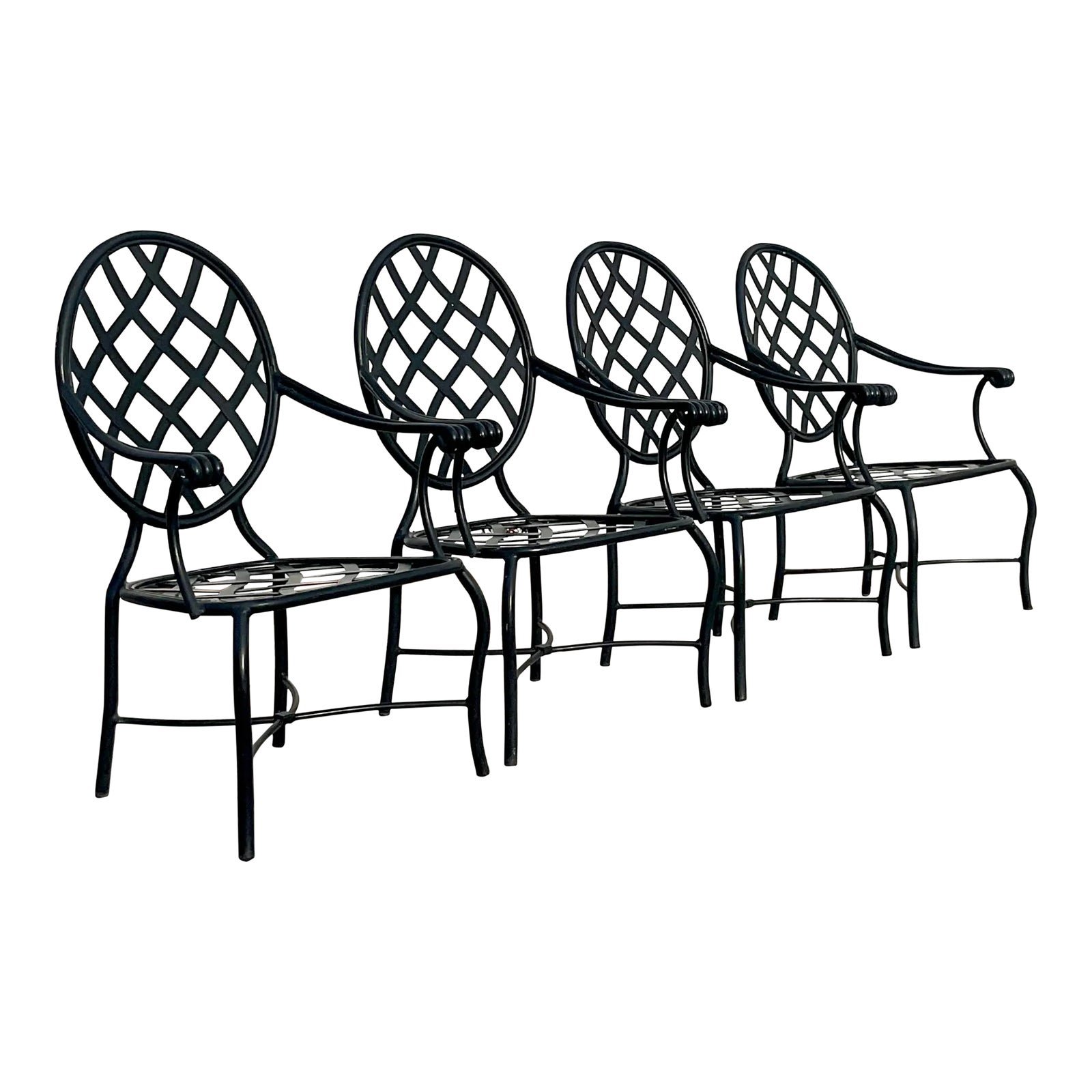Vintage Coastal Brown Jordan “Grenada” Aluminum Dining Chairs - Set of 4
