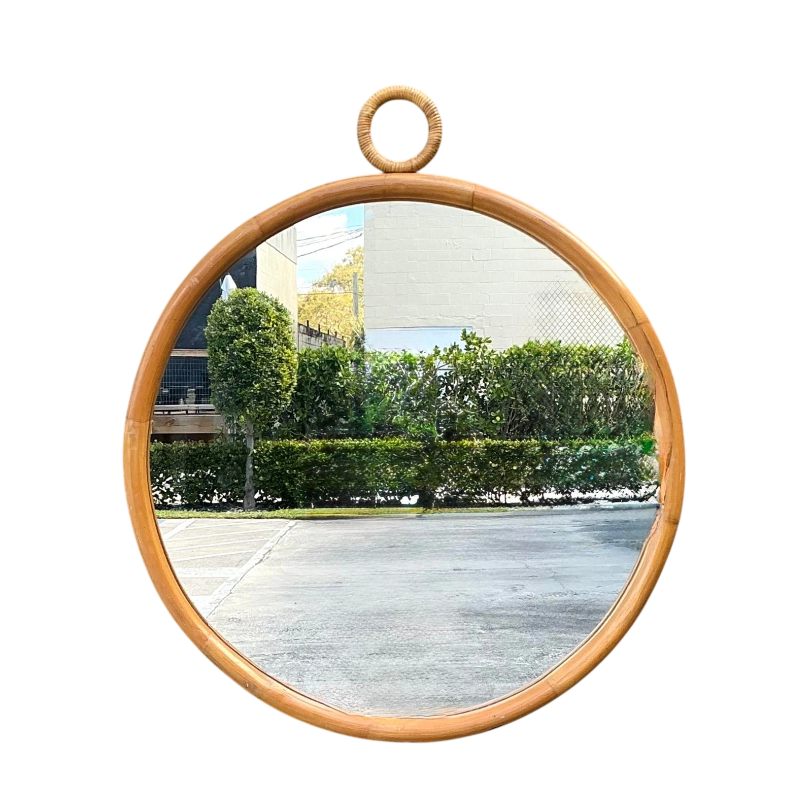 Vintage Bent Rattan Loop Mirror — additional photo 1